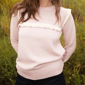 Summersalt‎ The Year-Round Crewneck Ruffle Sweater Petal Pink Knit Sweater Large